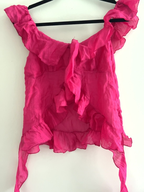 Amazon Tops - Amazon Hot Pink Ruffle-Trim Sleeveless Camisole